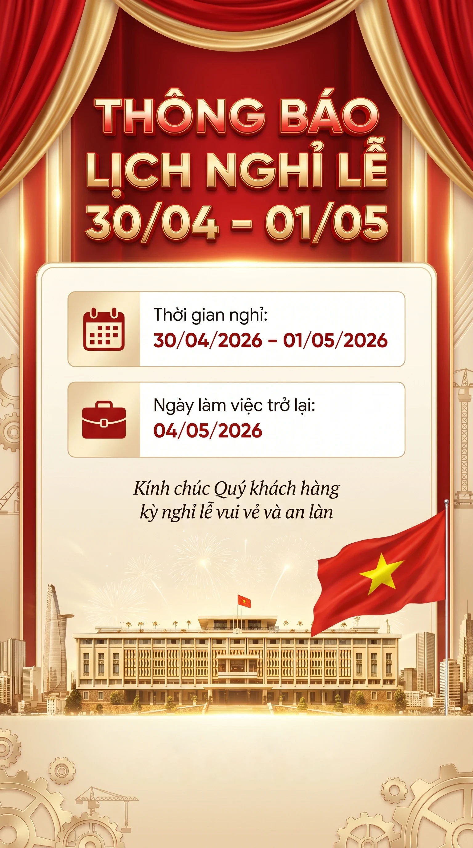 Prompt tạo poster thông báo nghỉ lễ